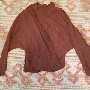 Slouchy rust colored open front cardigan